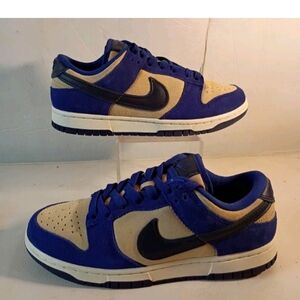 Women's NIKE Dunk Low Blue Suede Beige Black DV7411-400 Size 7